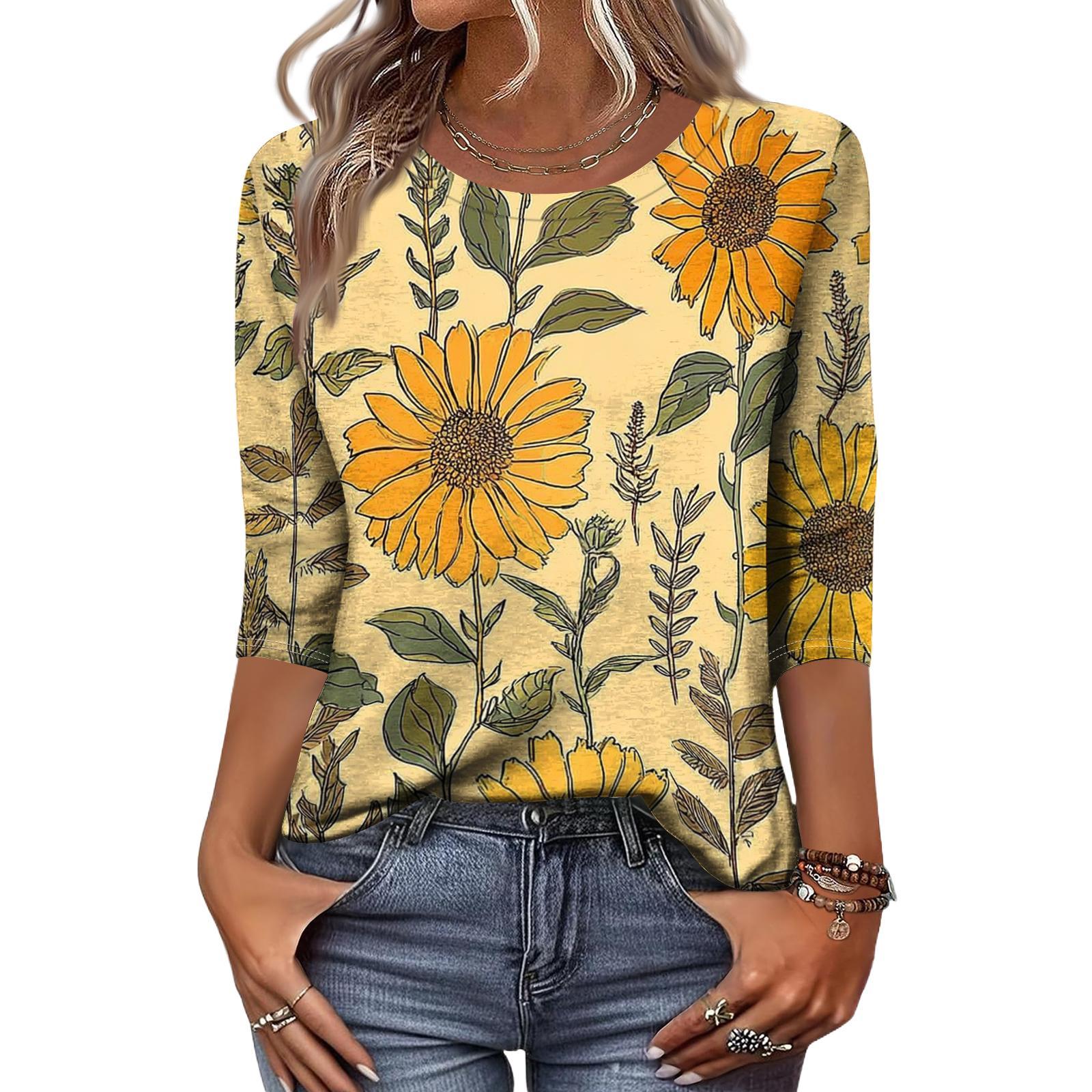 Women s Fashion Casual Round Neck 3/4 Sleeve Loose Printed T-Shirt Ladies Top XL жовтий
Women s Fashion Casual Round Neck 3/4 Sleeve Loose Printed T-Shirt Ladies Top XL жовтий