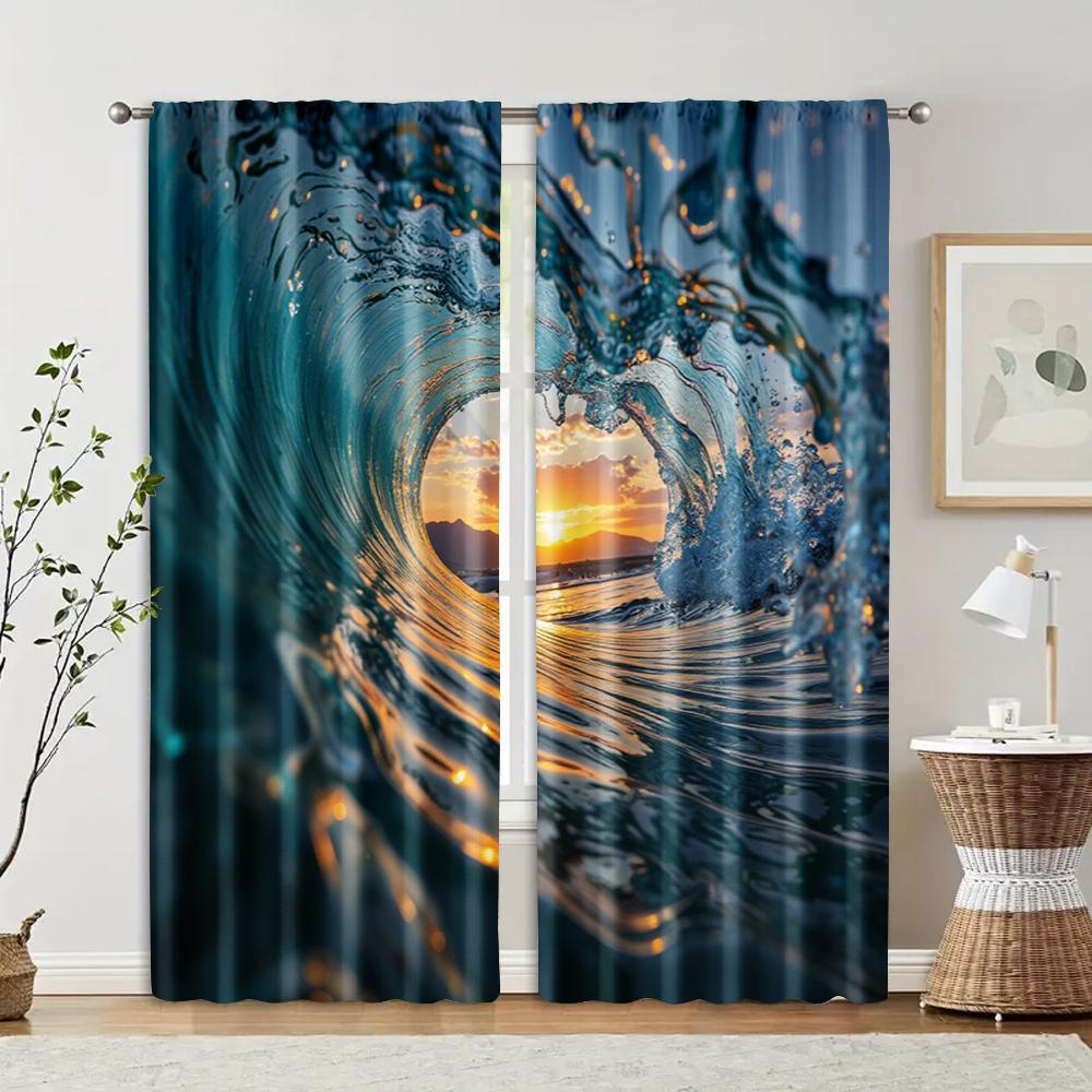 2 pcs, filtering curtains (excluding rods, non-movable, without batteries) Sunset Ocean Wave for use in bedrooms and living 29x65in(75x166cm)
2 pcs, filtering curtains (excluding rods, non-movable, without batteries) Sunset Ocean Wave for use in bedrooms and living 29x65in(75x166cm)
