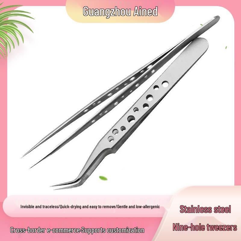 Пинцет из нержавеющей стали с девятью отверстиями и изогнутым кончиком для наращивания ресниц – Высокоточный инструмент для макияжа глаз Nine-Hole Curved Head
Пинцет из нержавеющей стали с девятью отверстиями и изогнутым кончиком для наращивания ресниц – Высокоточный инструмент для макияжа глаз Nine-Hole Curved Head