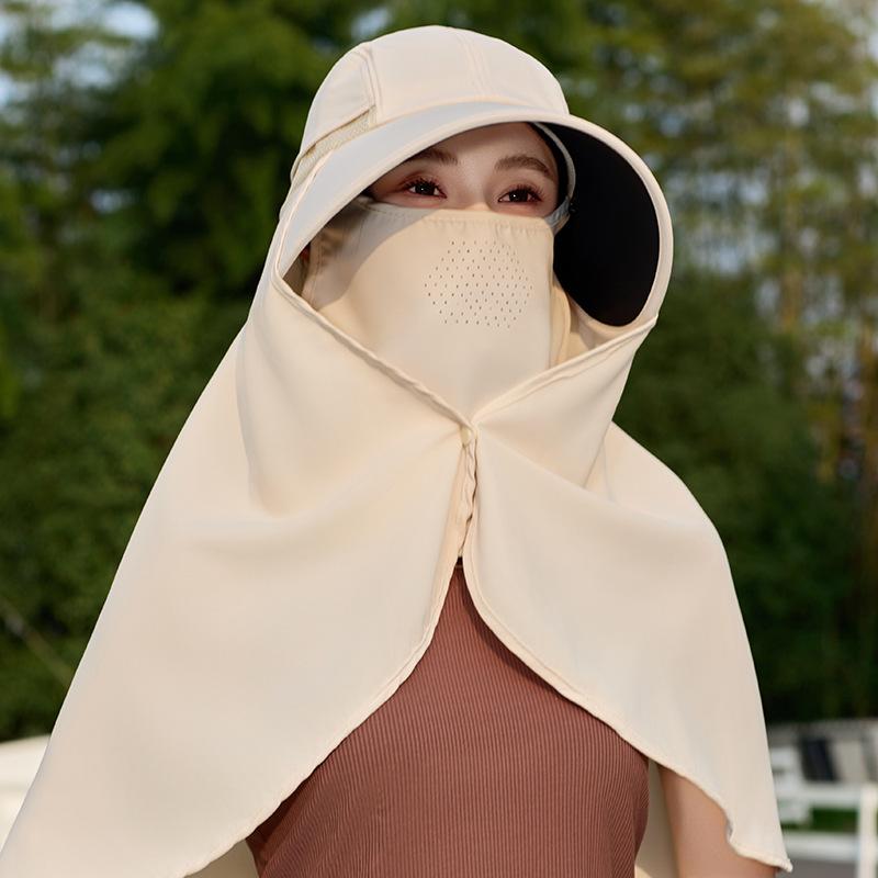 Шляпа Женская Солнцезащитная Интегрированная Солнцезащитная Шляпа Уличная Шаль из Ледяного Шелка Защита Лица Защита Шеи Защита Плеч Показывает Маленькое Лицо