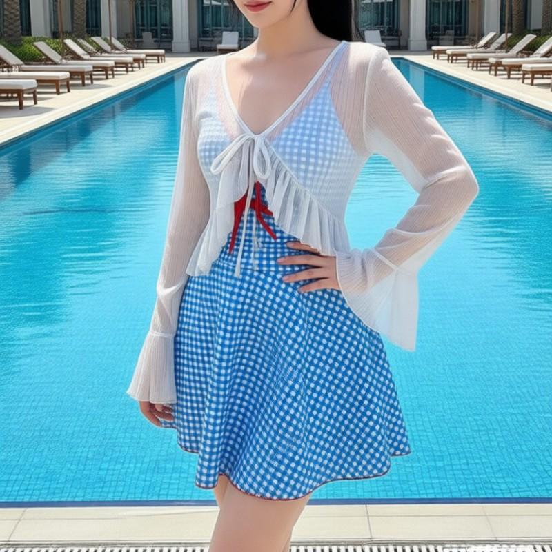 Large Size One-piece Swimsuit Three-piece Set Retro Plaid Long-sleeved Sunscreen Slimming Skin-covering Micro-fat Girls Soaking In Hot XL 112-122 kg
Large Size One-piece Swimsuit Three-piece Set Retro Plaid Long-sleeved Sunscreen Slimming Skin-covering Micro-fat Girls Soaking In Hot XL 112-122 kg