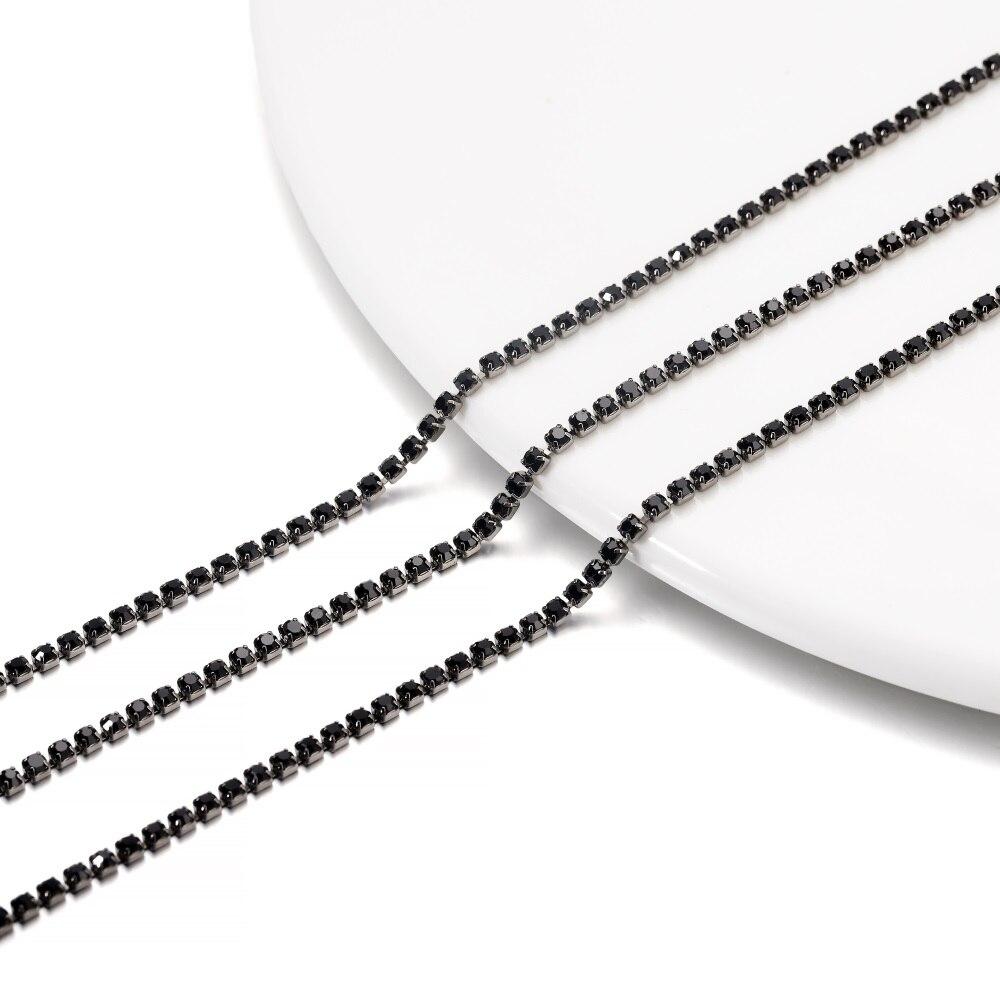 1 метр, цепочка со стразами, серебряная основа, стеклянные стразы, красочная цепочка для отделки чашек для DIY ожерелья, аксессуары для изготовления ювелирных изделий