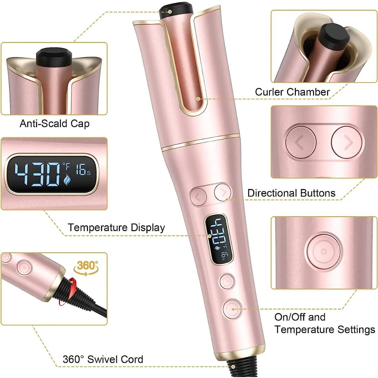 Automatic Hair Curler Curling Iron Wand with 4 Temperatures & 3 Timers & LCD Display Curling Iron Dual Voltage Hair Styling us
Automatic Hair Curler Curling Iron Wand with 4 Temperatures & 3 Timers & LCD Display Curling Iron Dual Voltage Hair Styling us