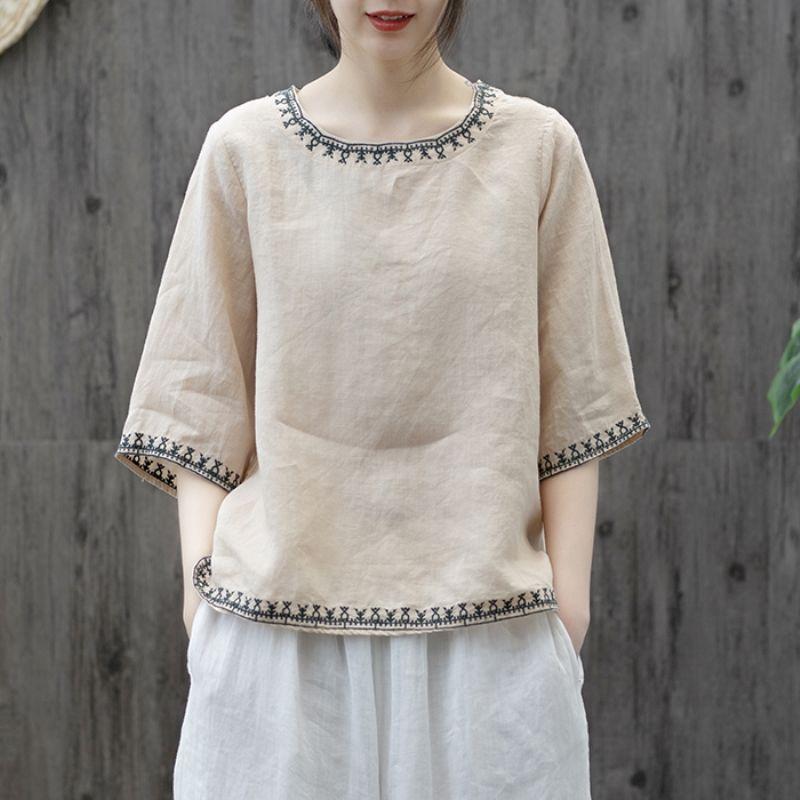 Artistic Retro Cotton and Linen Embroidered Round Neck Five Quarter Sleeve T-shirt for Summer New Loose and Versatile Top for Women 4XL жовтий
Artistic Retro Cotton and Linen Embroidered Round Neck Five Quarter Sleeve T-shirt for Summer New Loose and Versatile Top for Women 4XL жовтий