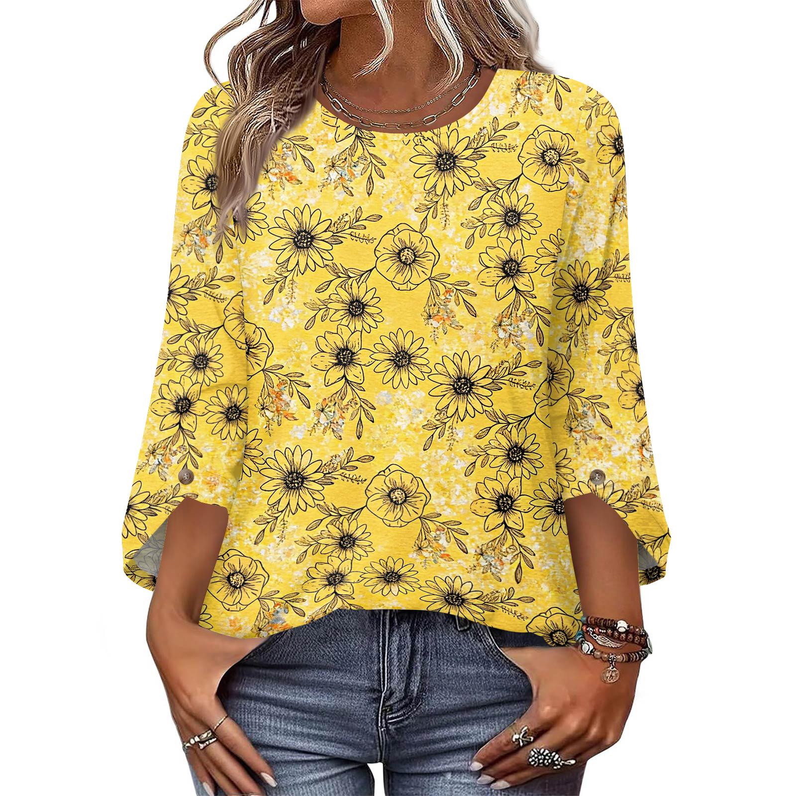 Womens Tops 3/4 Length Sleeve Dressy Casual Blouses For Women Trendy Round Neck T Shirts XL жовтий
Womens Tops 3/4 Length Sleeve Dressy Casual Blouses For Women Trendy Round Neck T Shirts XL жовтий