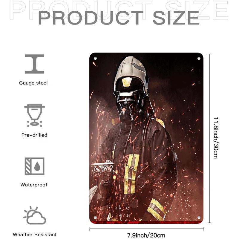 1 piece: A tin plaque and wall hanging in tribute to firefighters, featuring a fire-fighting theme. Suitable for home decoration (as the picture,20x30cm)
1 piece: A tin plaque and wall hanging in tribute to firefighters, featuring a fire-fighting theme. Suitable for home decoration (as the picture,20x30cm)