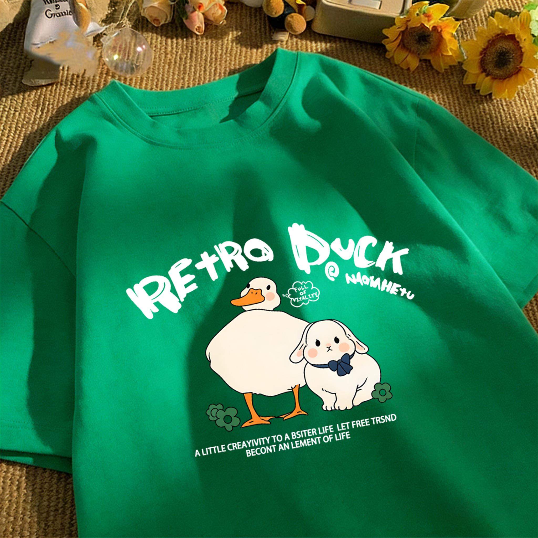 Retro Duck And His Friend Rabbit Print T-Shirt Unisex Summer Soft Loose Tee Cotton Retro Short Sleeve Unisex Fashion Clothing 4XL
Retro Duck And His Friend Rabbit Print T-Shirt Unisex Summer Soft Loose Tee Cotton Retro Short Sleeve Unisex Fashion Clothing 4XL