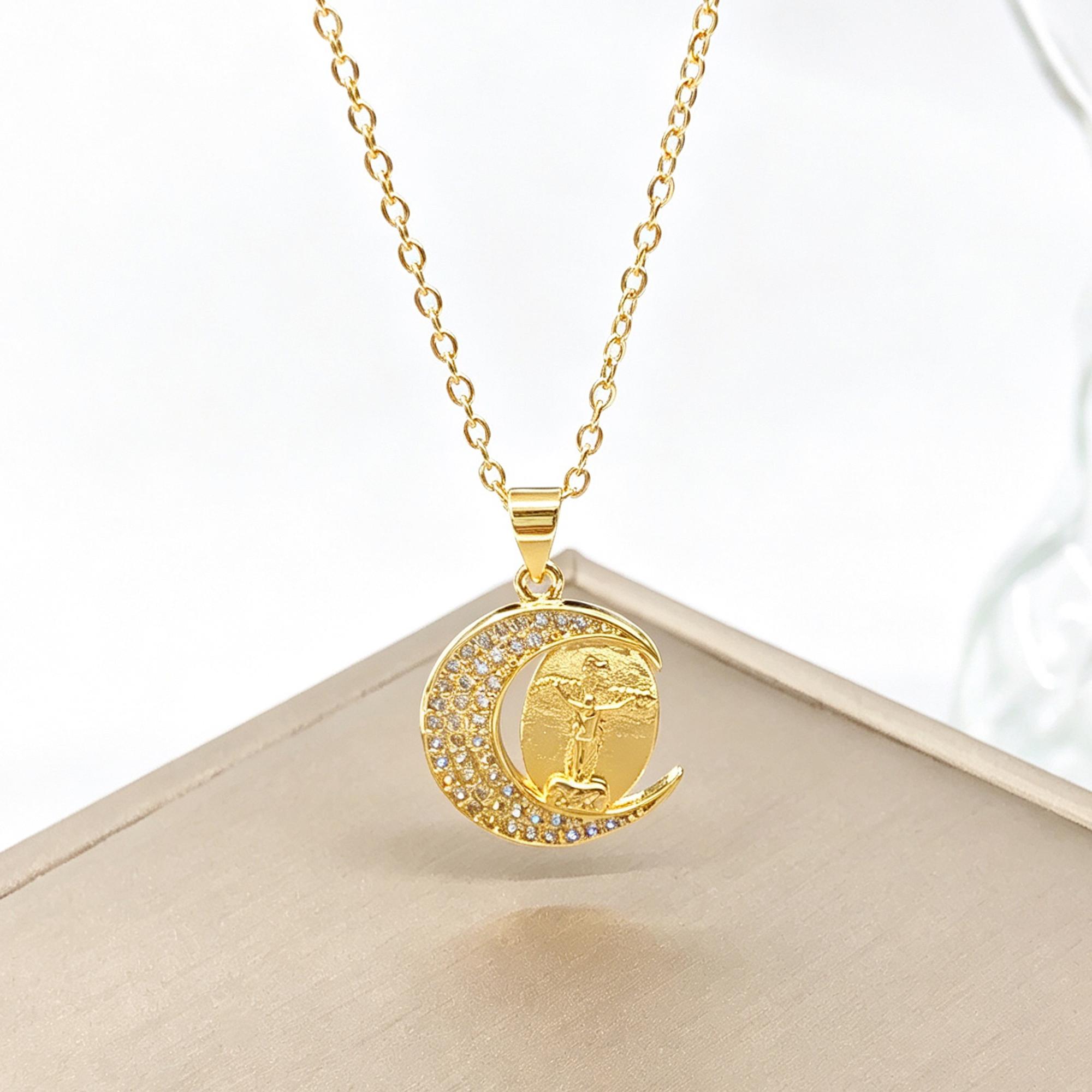 New Arrival Religion Moon/Arch Shaped Virgin Mary Jesus Zirconia Pendant Necklace Elegant Vintage Charm Zircon Gift for Women
New Arrival Religion Moon/Arch Shaped Virgin Mary Jesus Zirconia Pendant Necklace Elegant Vintage Charm Zircon Gift for Women