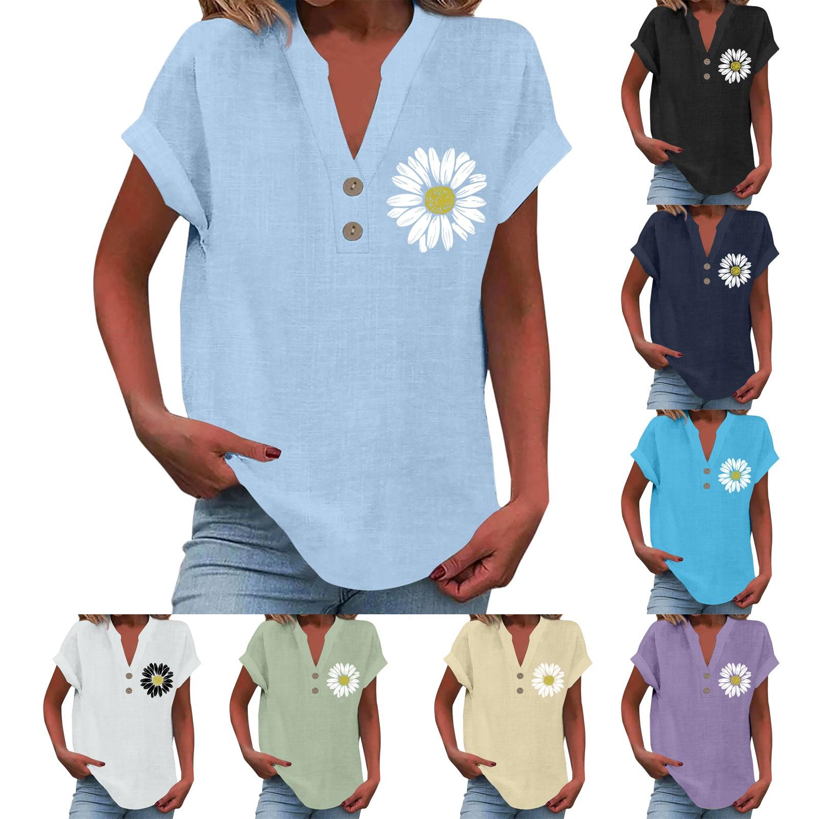 Ladies Casual Fashion V-Neck Button Floral Print Short Sleeve Top S Темно-синій
Ladies Casual Fashion V-Neck Button Floral Print Short Sleeve Top S Темно-синій