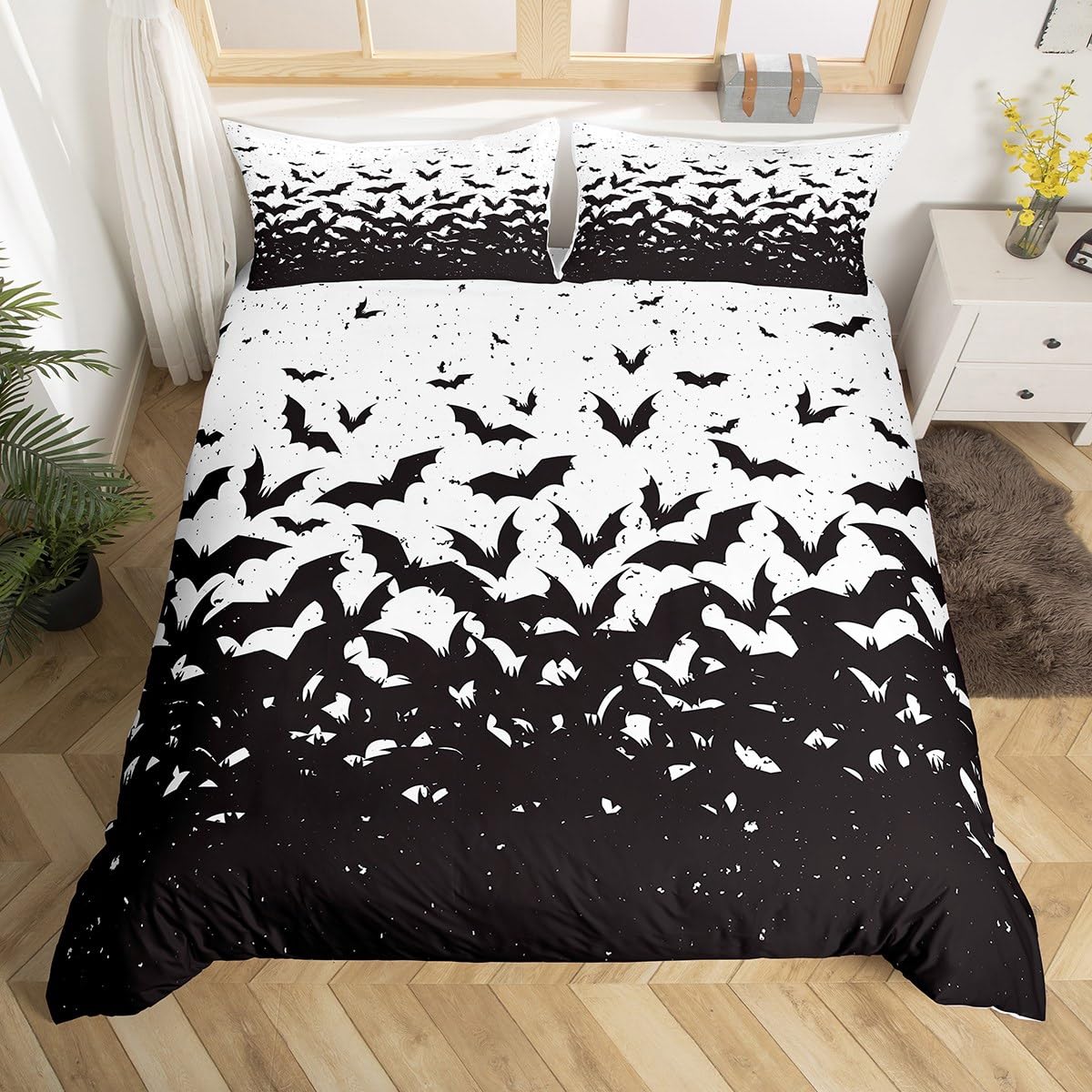 Bat Duvet Cover Set for Teens Queen Twin Size Lightweight Down Quilt Covers Room Decor 2 Pillowcases 1 Duvet Cover No Comforter (135x200cm)
Bat Duvet Cover Set for Teens Queen Twin Size Lightweight Down Quilt Covers Room Decor 2 Pillowcases 1 Duvet Cover No Comforter (135x200cm)