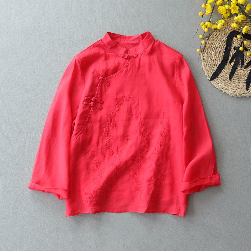 Fall in Love with Ramie Shirt Double-Layer Plum Blossom Vintage Buckle Red One size
Fall in Love with Ramie Shirt Double-Layer Plum Blossom Vintage Buckle Red One size