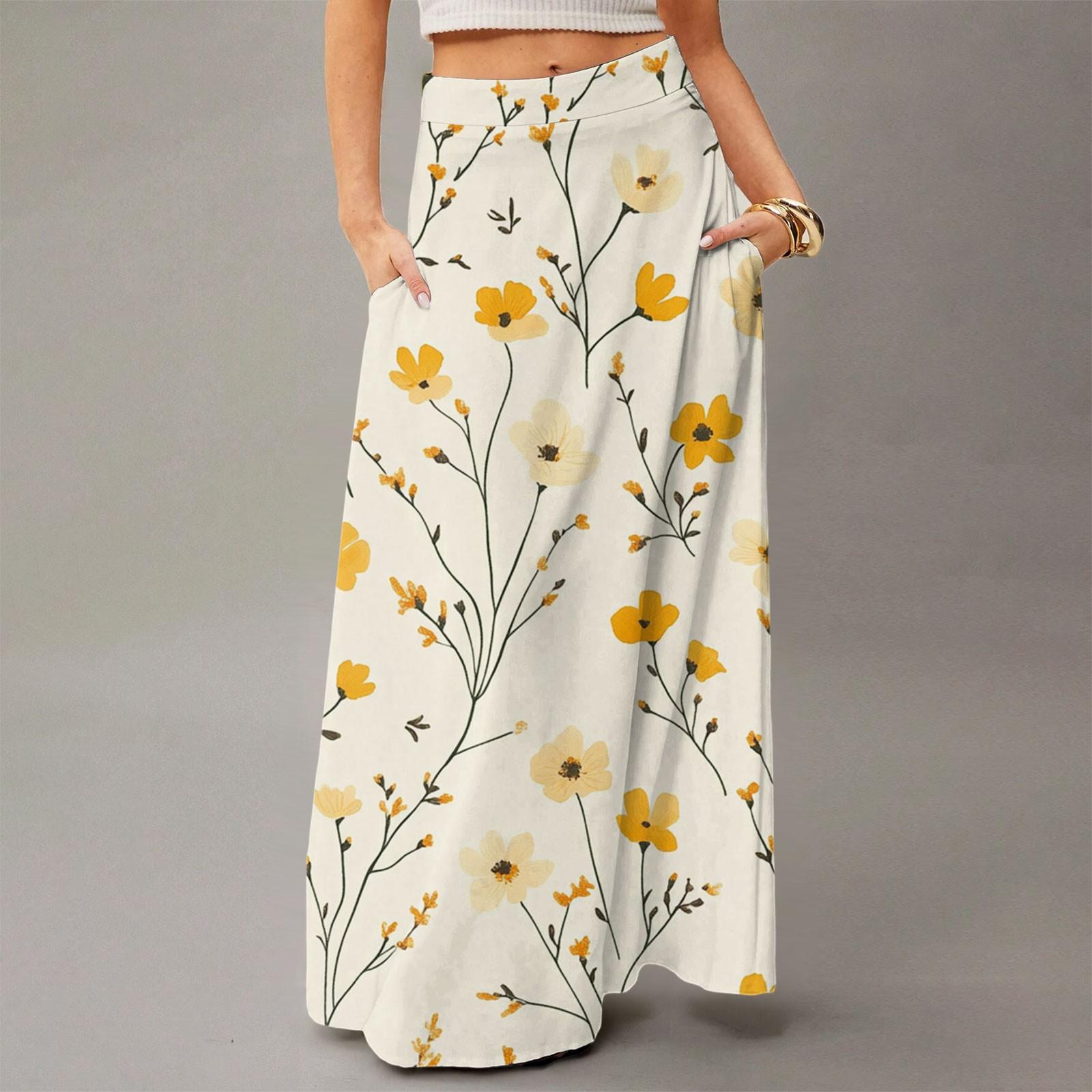 Женская повседневная складная юбка макси с цветочным принтом, высокой талией, карманом, драпировкой и свободным кроем XL жёлтый
Женская повседневная складная юбка макси с цветочным принтом, высокой талией, карманом, драпировкой и свободным кроем XL жёлтый