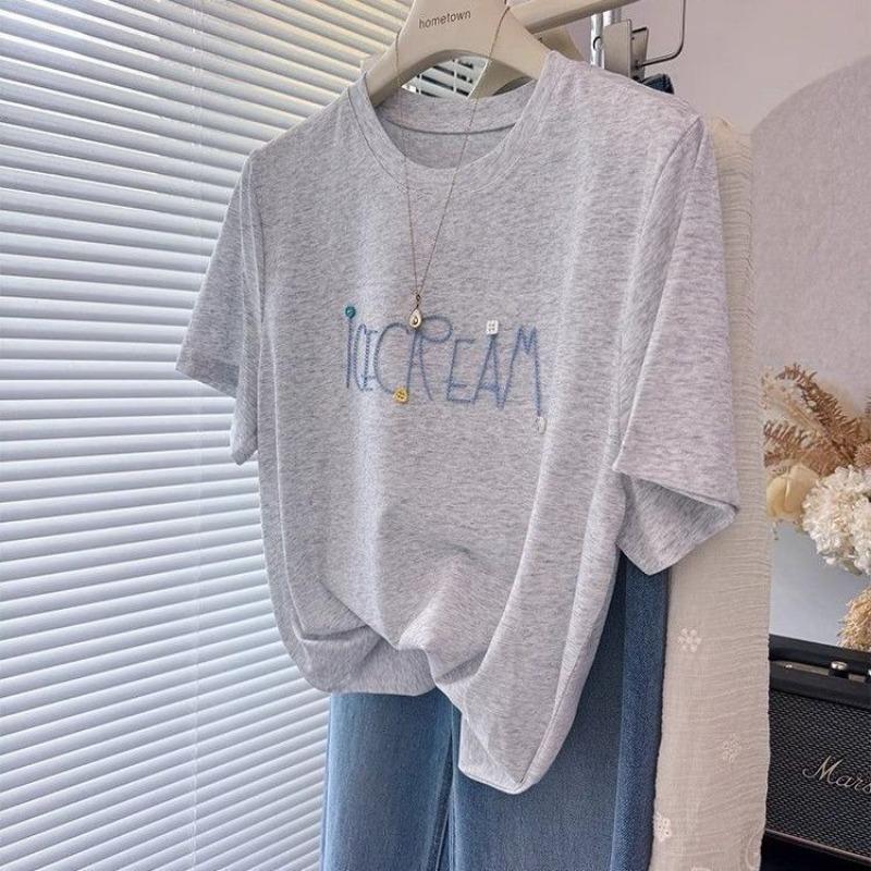 Combed Cotton Short-sleeved Women s Summer New Letter Design Round Neck Top Thin and Breathable L серый
Combed Cotton Short-sleeved Women s Summer New Letter Design Round Neck Top Thin and Breathable L серый