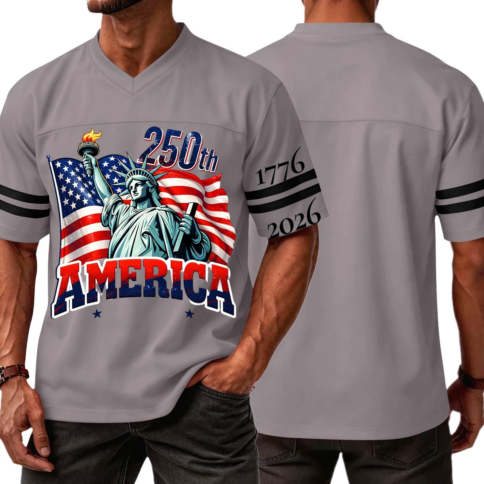 Men s Casual V Neck Jersey 250th America Independence Day Printed Short Sleeve Sports T Shirt Top with Lettering L
Men s Casual V Neck Jersey 250th America Independence Day Printed Short Sleeve Sports T Shirt Top with Lettering L
