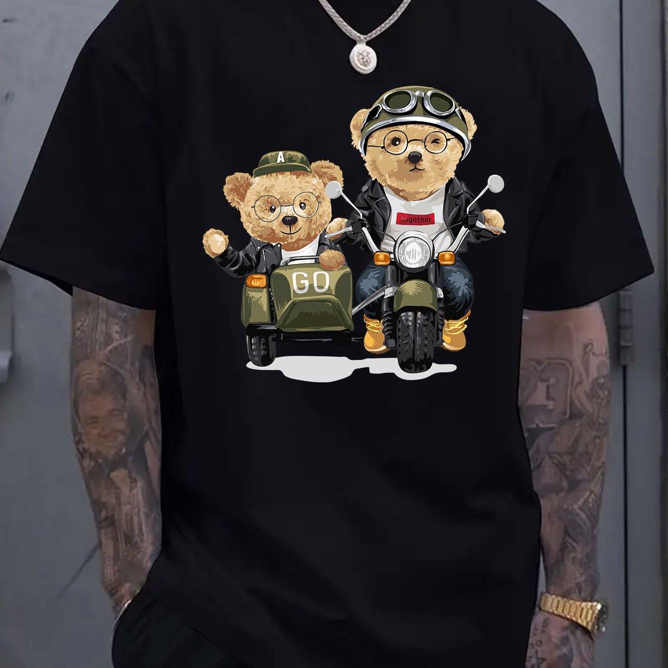 Men s Summer 100 Cotton Fashionable Casual Sports Loose Bear Cartoon Pattern Printed Round Neck Short Sleeved T-shirt Top Tshirt S
Men s Summer 100 Cotton Fashionable Casual Sports Loose Bear Cartoon Pattern Printed Round Neck Short Sleeved T-shirt Top Tshirt S