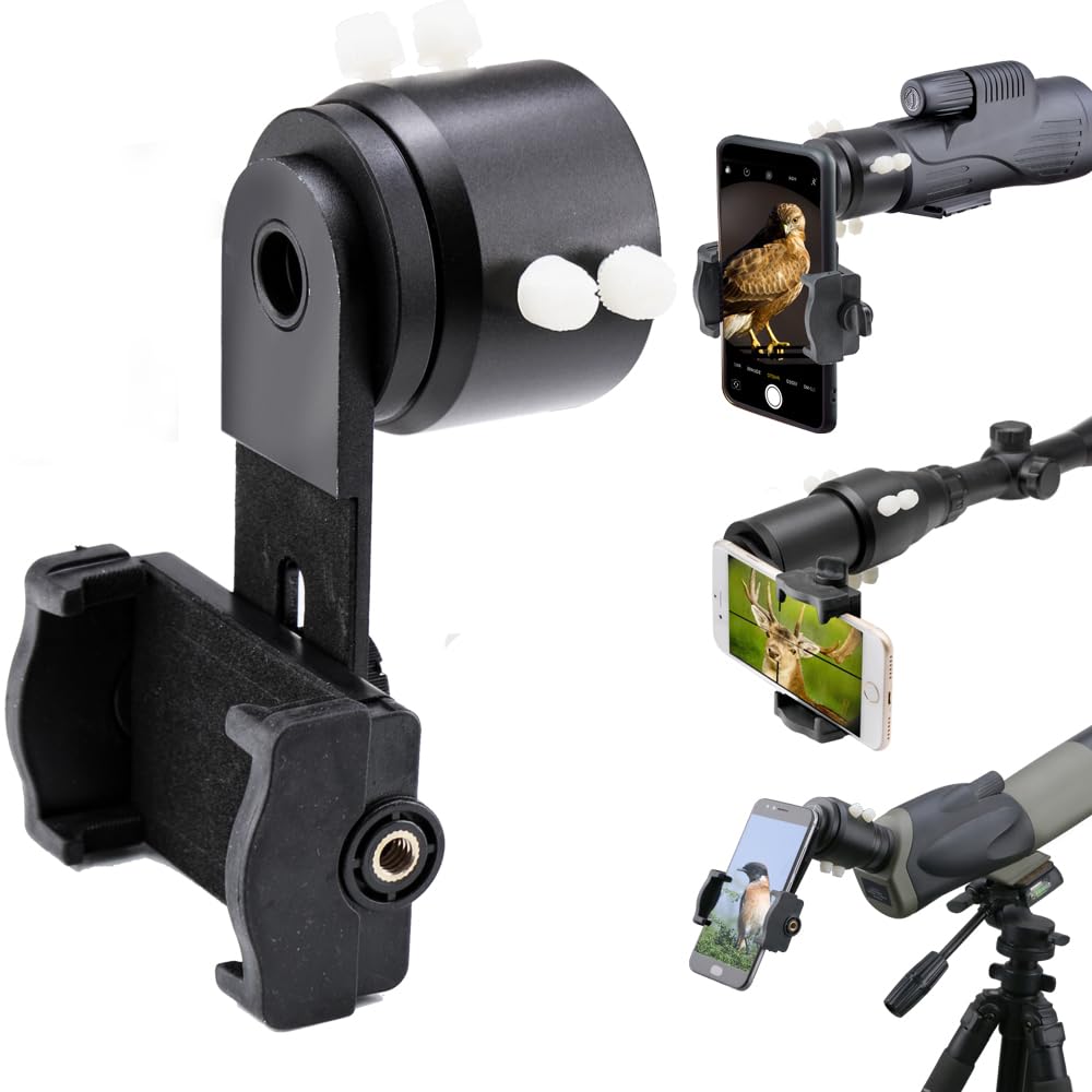 ANQILAFU Universal Mobile Phone Adapter Mount Compatible with monocular and binocular scopes Suitable for eyepiece diameters of 37mm to 46mm for
ANQILAFU Universal Mobile Phone Adapter Mount Compatible with monocular and binocular scopes Suitable for eyepiece diameters of 37mm to 46mm for
