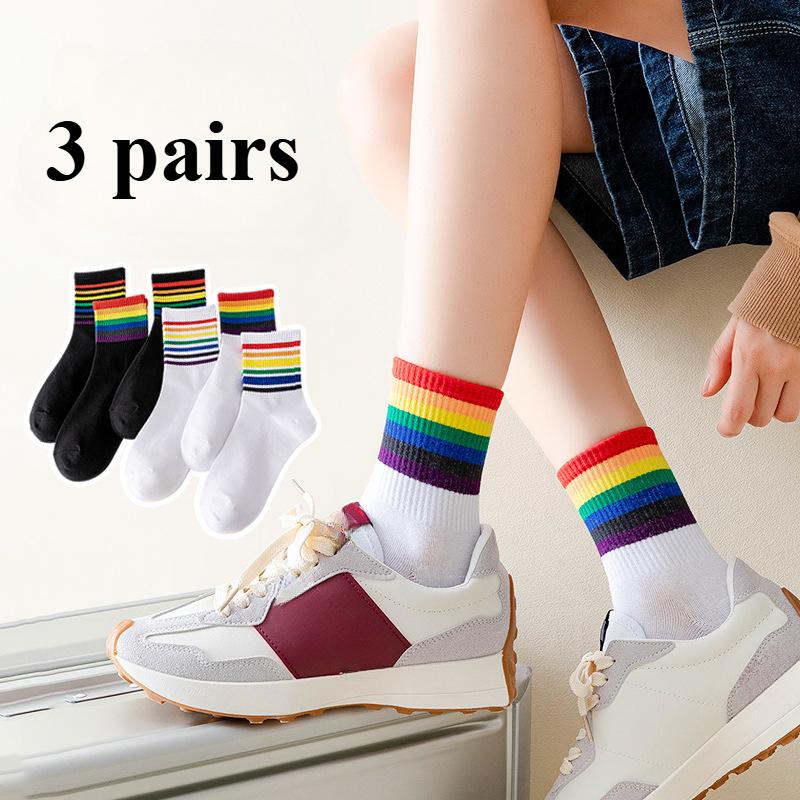 3 Pairs Rainbow Socks Women s Mid-Tube Socks Cotton College Trend Socks Casual Cotton Socks Rainbow Stripe Socks 3 pairs
3 Pairs Rainbow Socks Women s Mid-Tube Socks Cotton College Trend Socks Casual Cotton Socks Rainbow Stripe Socks 3 pairs