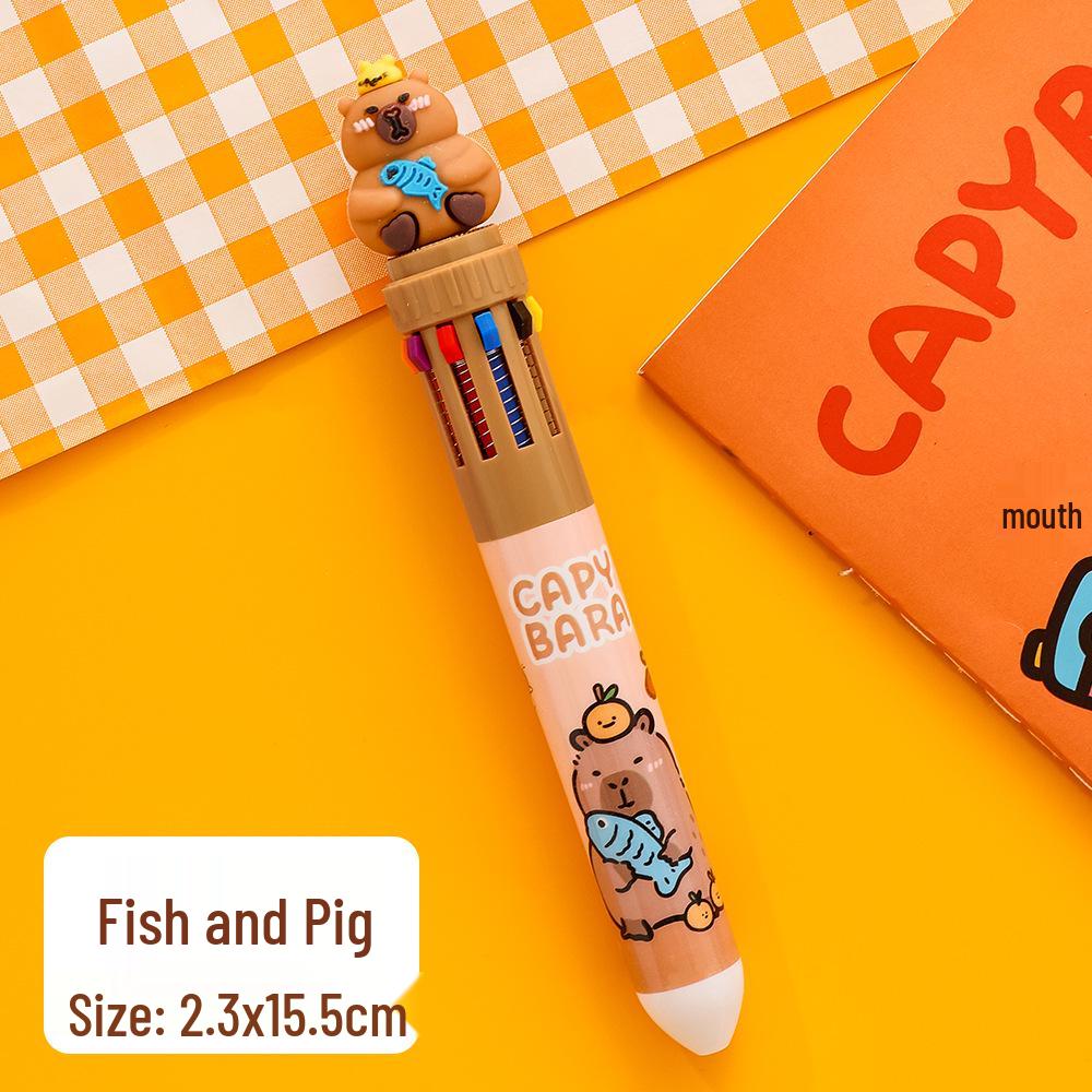 Capybara Ten-Color Cute Ballpoint Pen, Student Planner Pen - 10 Colors in One Click.
Capybara Ten-Color Cute Ballpoint Pen, Student Planner Pen - 10 Colors in One Click.