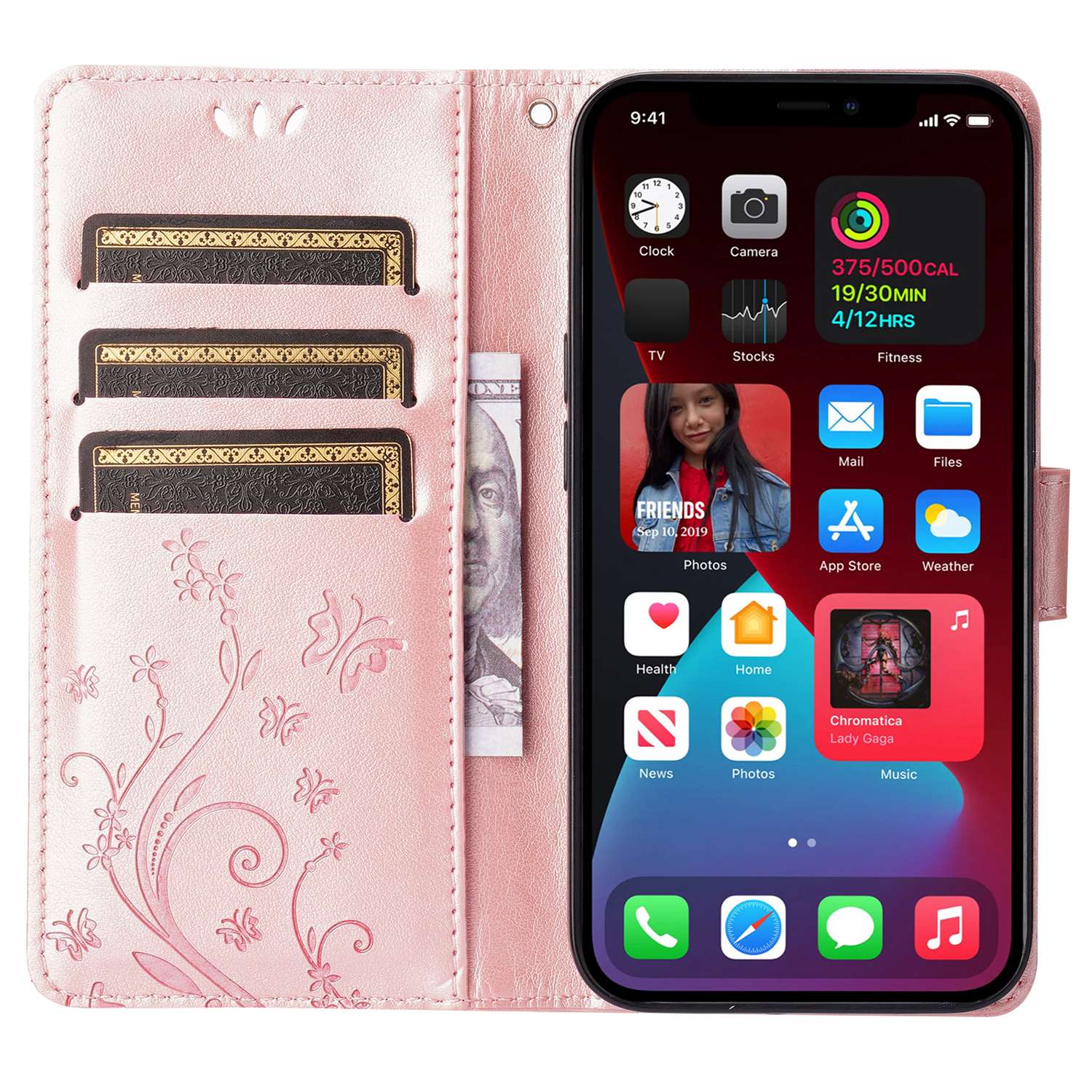 For iPhone 14 6.1 inch Shockproof PU Leather Phone Case Imprinted Butterflies Wallet Stand Phone Cover Rose Gold
For iPhone 14 6.1 inch Shockproof PU Leather Phone Case Imprinted Butterflies Wallet Stand Phone Cover Rose Gold
