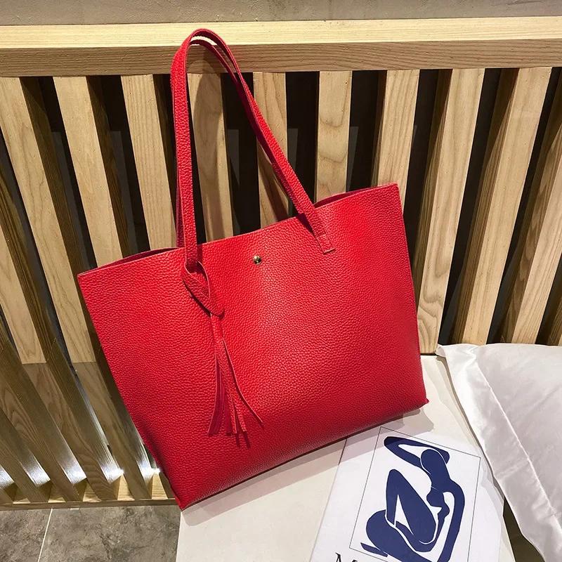 Trend Women Single Shoulder Bag Casual Large Capacity Pu Lychee Pattern Tassel Outdoor Simple Tote Bag Purses and Handbags
Trend Women Single Shoulder Bag Casual Large Capacity Pu Lychee Pattern Tassel Outdoor Simple Tote Bag Purses and Handbags