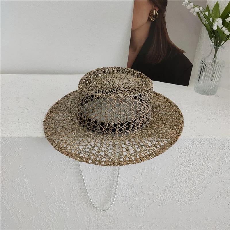 202506-SHI INS summer dropshipping natural salt grass Openwork weaving pearl chain lady fedoras cap women panama jazz hat head size 57cm
202506-SHI INS summer dropshipping natural salt grass Openwork weaving pearl chain lady fedoras cap women panama jazz hat head size 57cm