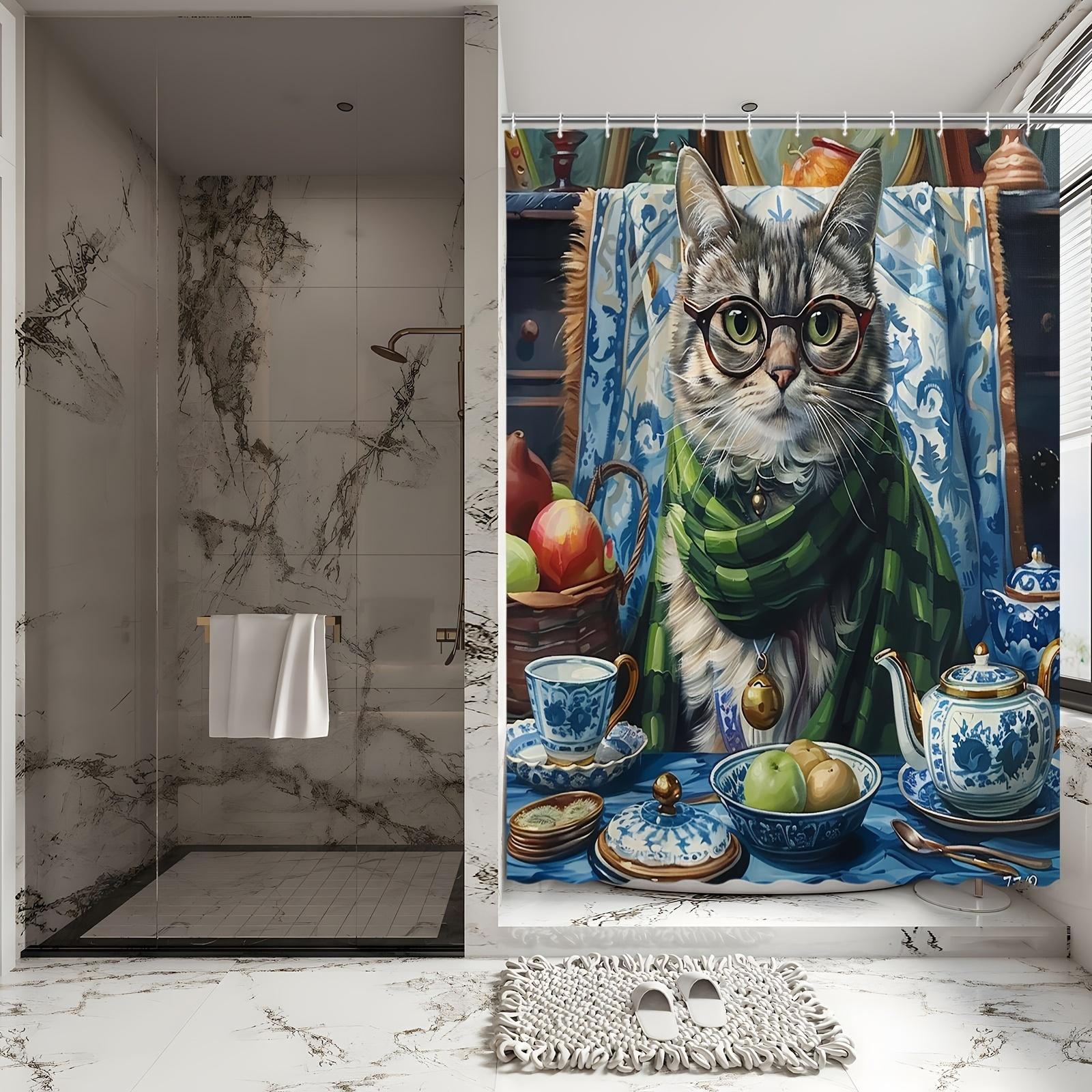 Elegant Cat Tea Party Shower Curtain - Vintage Kitchen & Feline Theme For Bathroom Decor, Adds Quirky Charm And Cozy Atmosphere W60H190(CM)-1 Pcs
Elegant Cat Tea Party Shower Curtain - Vintage Kitchen & Feline Theme For Bathroom Decor, Adds Quirky Charm And Cozy Atmosphere W60H190(CM)-1 Pcs