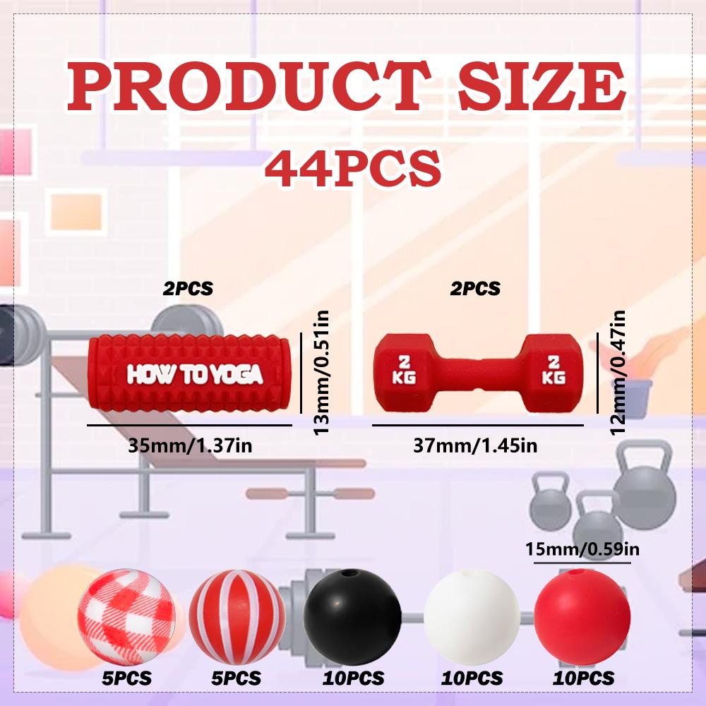 44/57/69Pcs 3D Fitness Equipment Series Silicone Beads Set - Suitable for DIY Keychains, Bracelets, Decorative Pens, and Pendants - Ideal as a Gift
44/57/69Pcs 3D Fitness Equipment Series Silicone Beads Set - Suitable for DIY Keychains, Bracelets, Decorative Pens, and Pendants - Ideal as a Gift