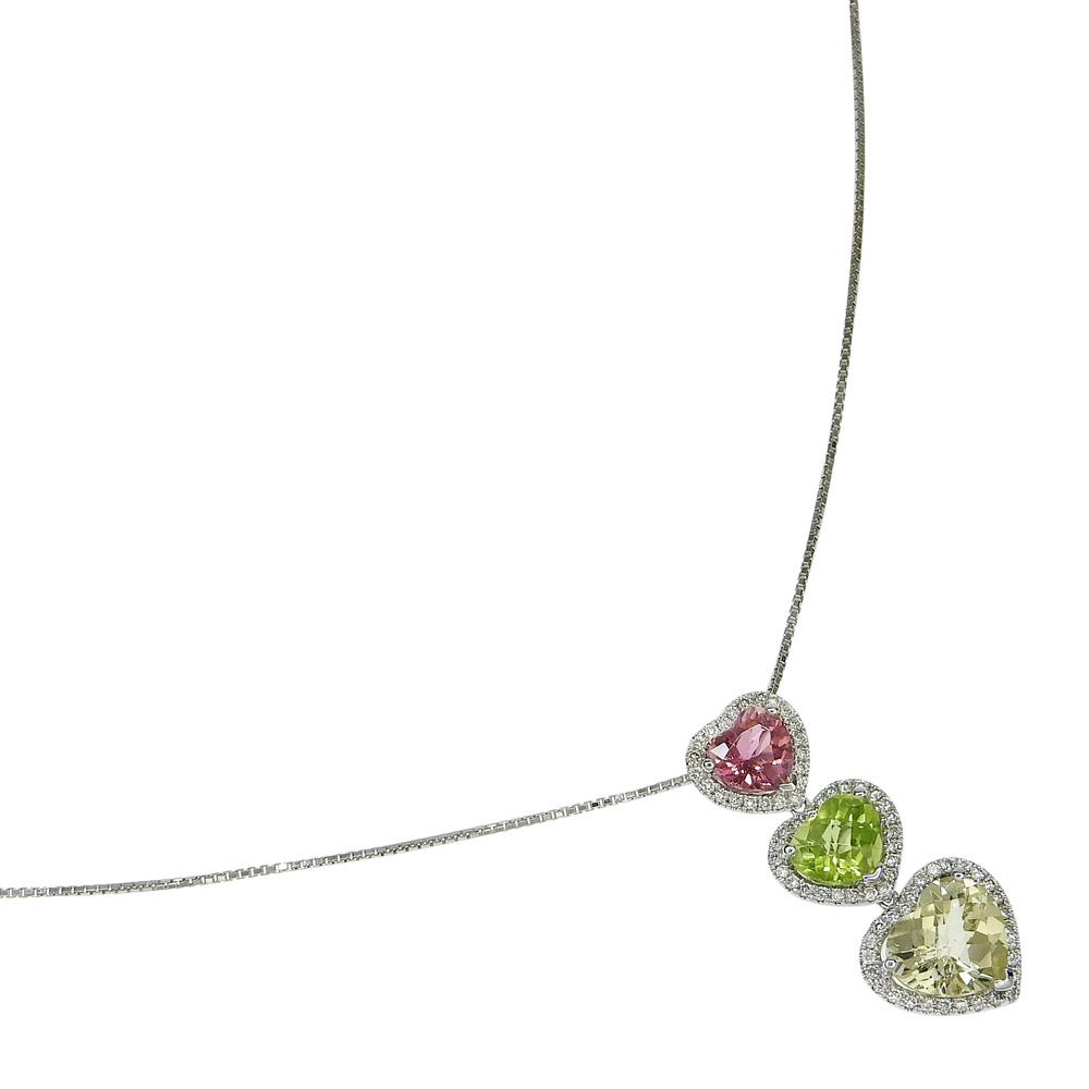 heart Necklace K18 white gold/Citrin/diamond heart 7.0g Women Used
heart Necklace K18 white gold/Citrin/diamond heart 7.0g Women Used