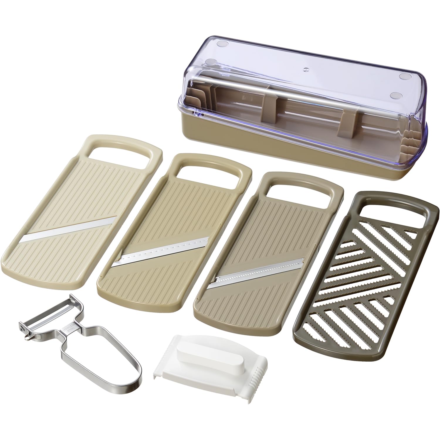 Wahei Freiz Stainless Steel Peeler Set with Safety Mott Plus 4-Piece Multi-Slicer & Guard, ME-7774 бежевый
Wahei Freiz Stainless Steel Peeler Set with Safety Mott Plus 4-Piece Multi-Slicer & Guard, ME-7774 бежевый