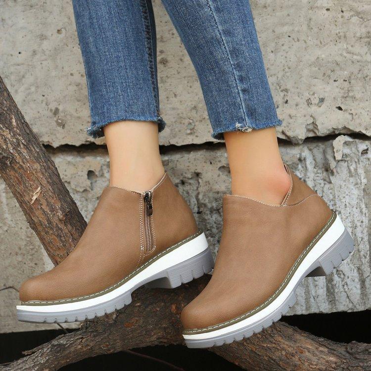 Autumn and winter large size short boots new round head low heel side zipper Martin boots women 43 світло-коричневого кольору
Autumn and winter large size short boots new round head low heel side zipper Martin boots women 43 світло-коричневого кольору