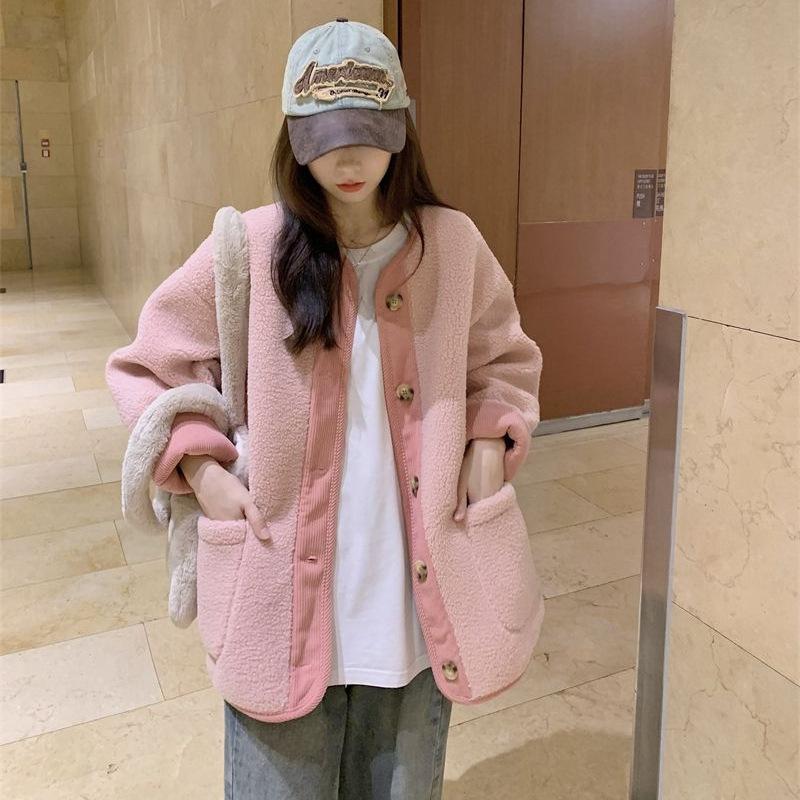 Seasonal velvet thickened cardigan long-sleeved casual loose simple contrasting coat retro small fragrant coat S розовый
Seasonal velvet thickened cardigan long-sleeved casual loose simple contrasting coat retro small fragrant coat S розовый