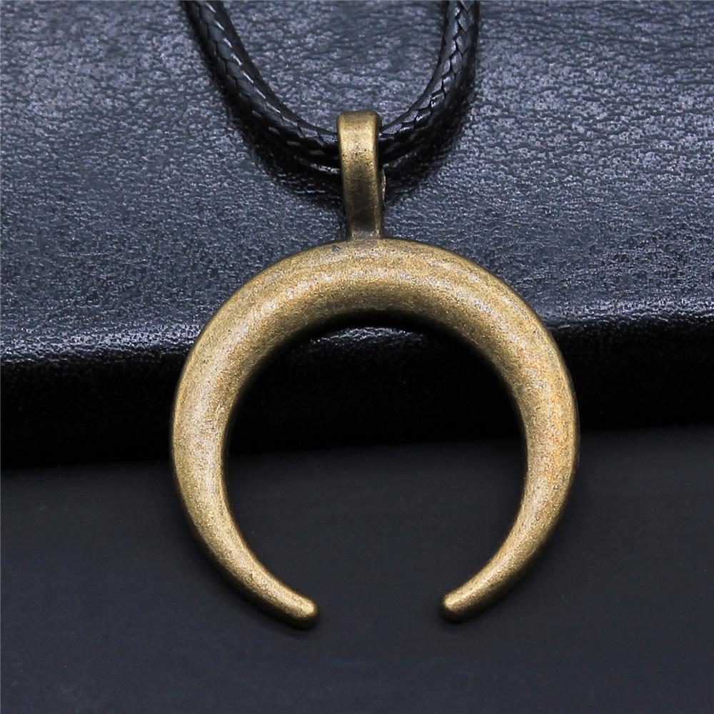 Crescent Moon Pendant Necklace OX Double Horn Necklaces for Women Vintage Jewelry Black Leather Chain Necklace
Crescent Moon Pendant Necklace OX Double Horn Necklaces for Women Vintage Jewelry Black Leather Chain Necklace