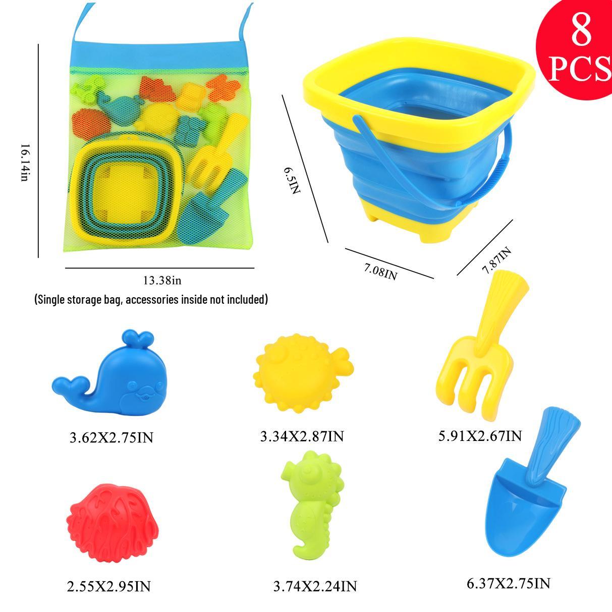 Children s Foldable Beach Toy Set: Telescopic Bucket, Round Bucket, Shovel for Sand & Water Play.
Children s Foldable Beach Toy Set: Telescopic Bucket, Round Bucket, Shovel for Sand & Water Play.