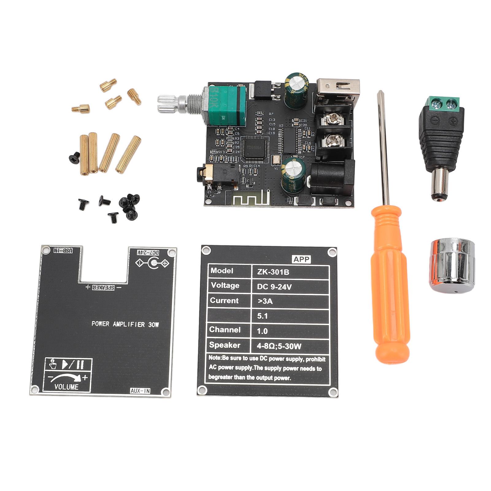 ZK-301B Mono Bluetooth 5.1 Плата підсилювача 30 Вт Модуль підсилювача потужності TPA3110D2 Мікросхема постійного струму 9-24 В 3 A Tru
ZK-301B Mono Bluetooth 5.1 Плата підсилювача 30 Вт Модуль підсилювача потужності TPA3110D2 Мікросхема постійного струму 9-24 В 3 A Tru