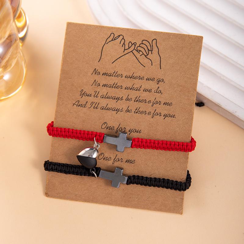 New Style Handmade Black and Red Cross Couple Bracelet Couple Bracelet
New Style Handmade Black and Red Cross Couple Bracelet Couple Bracelet