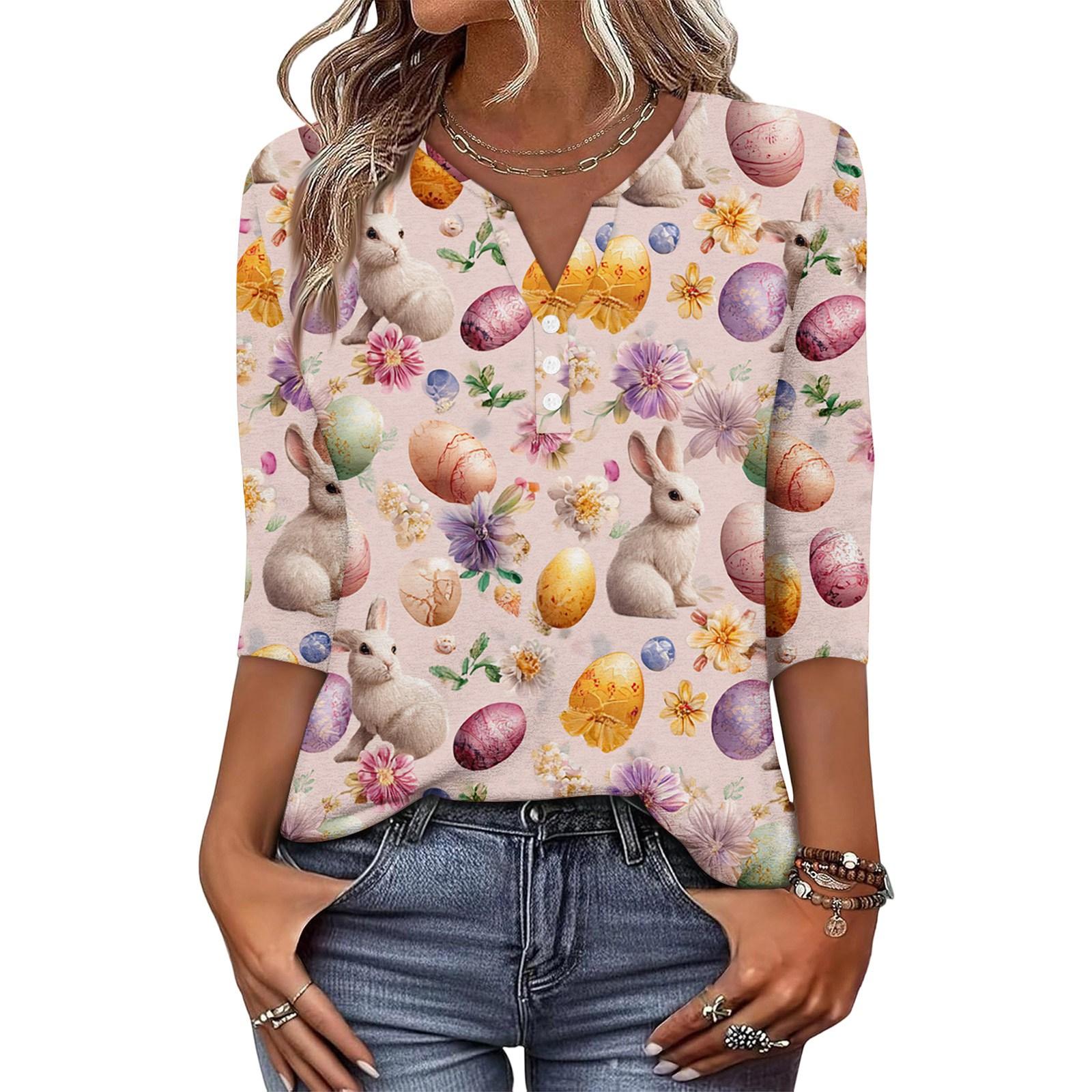 Women s Fashionable And Casual Easter Bunny And Egg Print V-neck Button-down Three-Quarter Sleeve T-shirt Top XXXL рожевий
Women s Fashionable And Casual Easter Bunny And Egg Print V-neck Button-down Three-Quarter Sleeve T-shirt Top XXXL рожевий
