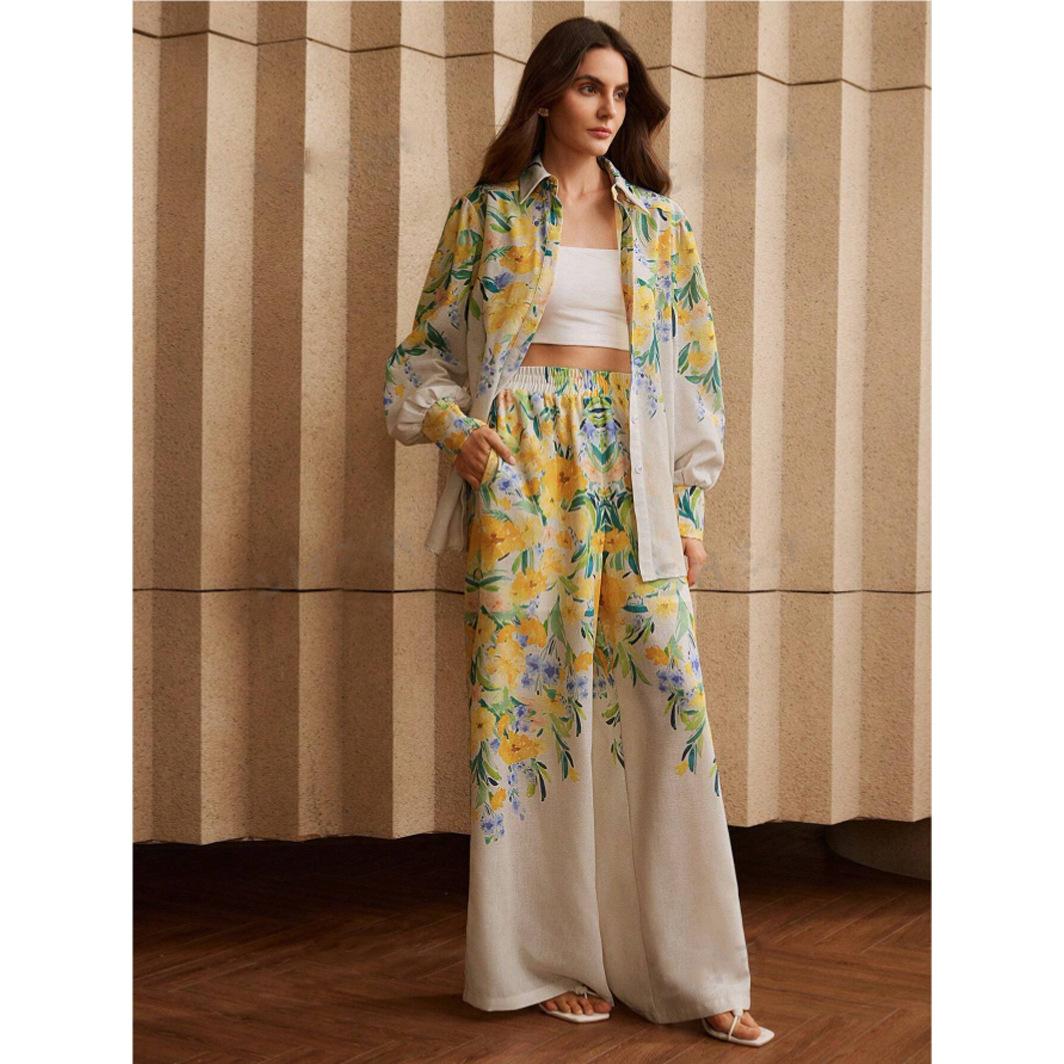 Floral Print Open Front Cardigan with Wide Leg Pants Set, Women s Casual Outfit XL жовтий
Floral Print Open Front Cardigan with Wide Leg Pants Set, Women s Casual Outfit XL жовтий