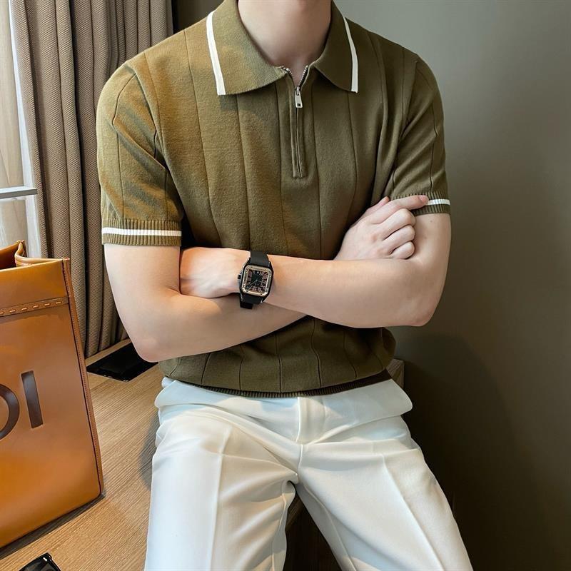 Korean Version Of Casual Semi-Zipper Polo Shirt Men S Short-Sleeved Slim-Fitting High-End Mature Men S Lapel Knitted Sweater M
Korean Version Of Casual Semi-Zipper Polo Shirt Men S Short-Sleeved Slim-Fitting High-End Mature Men S Lapel Knitted Sweater M