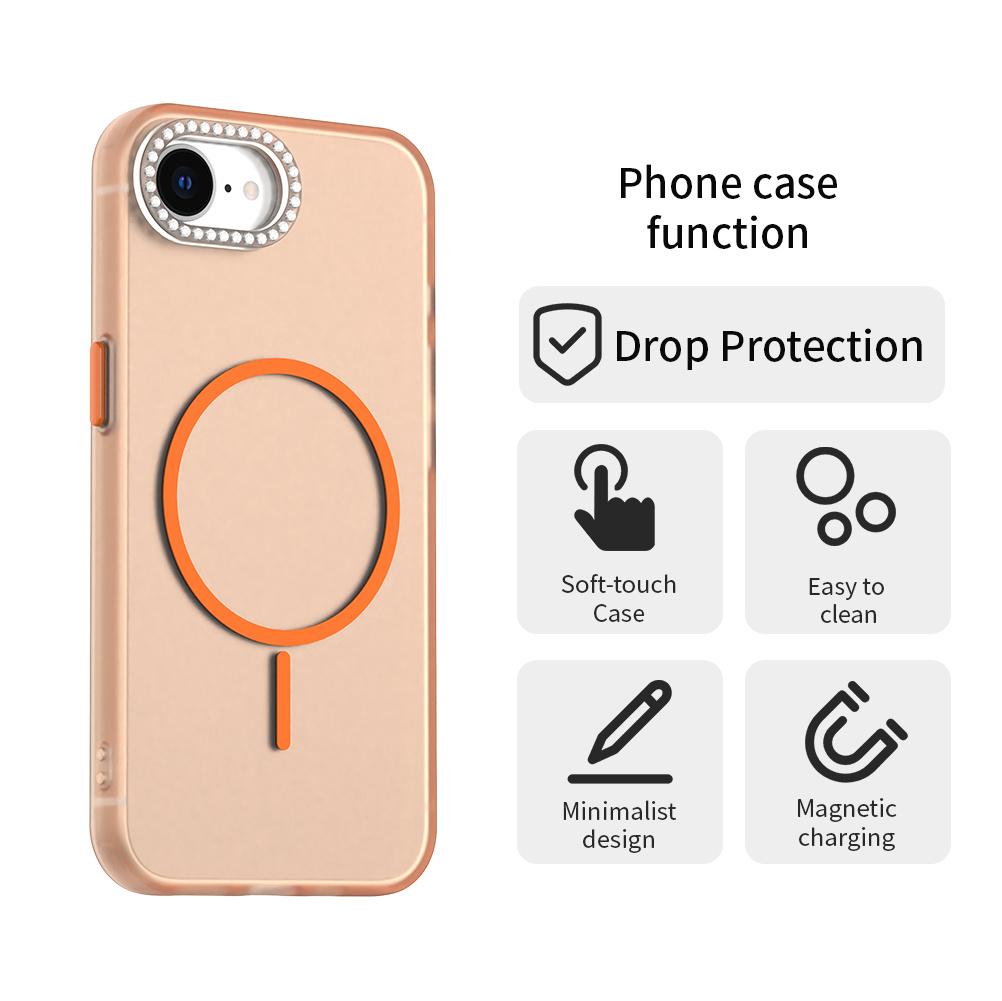 For iPhone 16e Case Compatible with MagSafe TPU+PC+PET Phone Cover Rhinestone Decor Lens Frame Orange
For iPhone 16e Case Compatible with MagSafe TPU+PC+PET Phone Cover Rhinestone Decor Lens Frame Orange