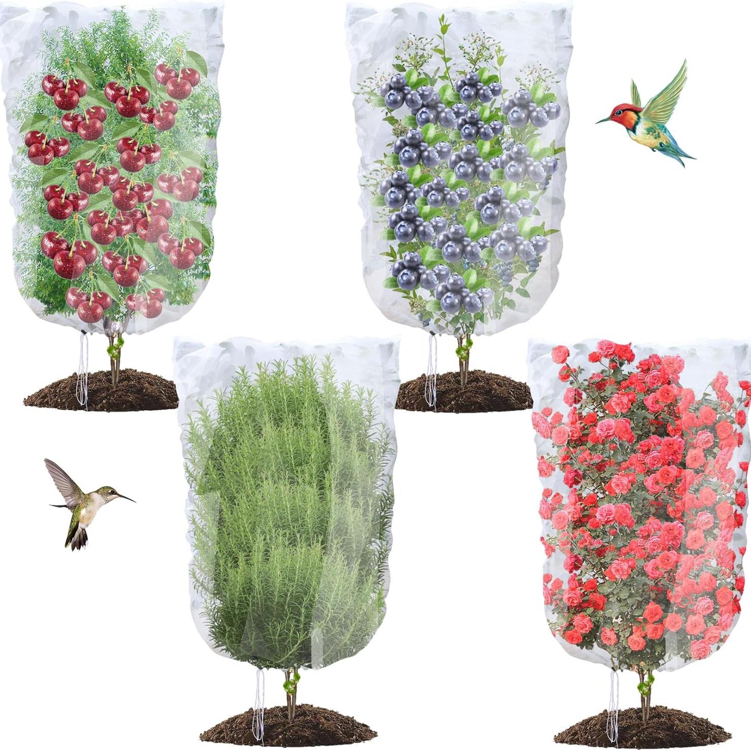4PCS Bird Netting for Blueberry Bushes Fruit Trees Mesh Bag with Drawstring Garden Insect Netting Pest Barrier Plant Row Cover White Mosquito Net 80*80cm
4PCS Bird Netting for Blueberry Bushes Fruit Trees Mesh Bag with Drawstring Garden Insect Netting Pest Barrier Plant Row Cover White Mosquito Net 80*80cm