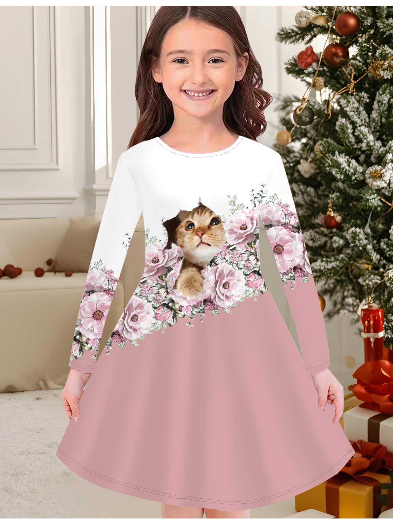 Модное осенне-зимнее платье для девочек, милый 3D принт с котенком, круглая горловина, длинное детское платье-футболка, повседневное универсальное, рождественская одежда 170 розовый
Модное осенне-зимнее платье для девочек, милый 3D принт с котенком, круглая горловина, длинное детское платье-футболка, повседневное универсальное, рождественская одежда 170 розовый