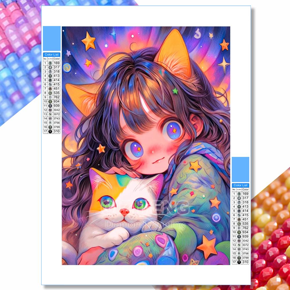 5D DIY Cartoon AB Diamond Painting Cat Girl Full Diamond Mosaic Embroidery Cute Elf Animal Cross Stitch Set Art Home Decoration Round 20x30cm
5D DIY Cartoon AB Diamond Painting Cat Girl Full Diamond Mosaic Embroidery Cute Elf Animal Cross Stitch Set Art Home Decoration Round 20x30cm