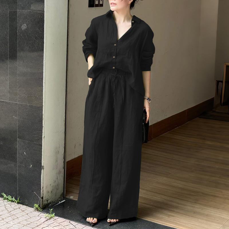 ZANZEA Женская блузка с длинным рукавом и брюки повседневный комплект из двух частей 5XL чёрный
ZANZEA Женская блузка с длинным рукавом и брюки повседневный комплект из двух частей 5XL чёрный