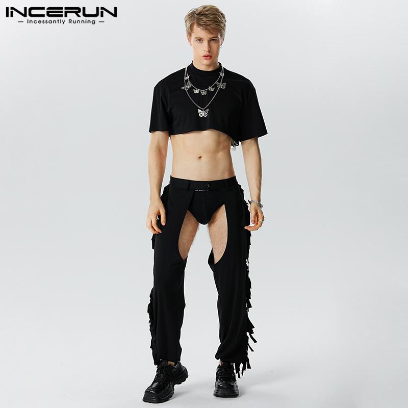 INCERUN 2 шт., мужской укороченный топ с короткими рукавами + брюки с вырезами, вечерние клубные костюмы
INCERUN 2 шт., мужской укороченный топ с короткими рукавами + брюки с вырезами, вечерние клубные костюмы