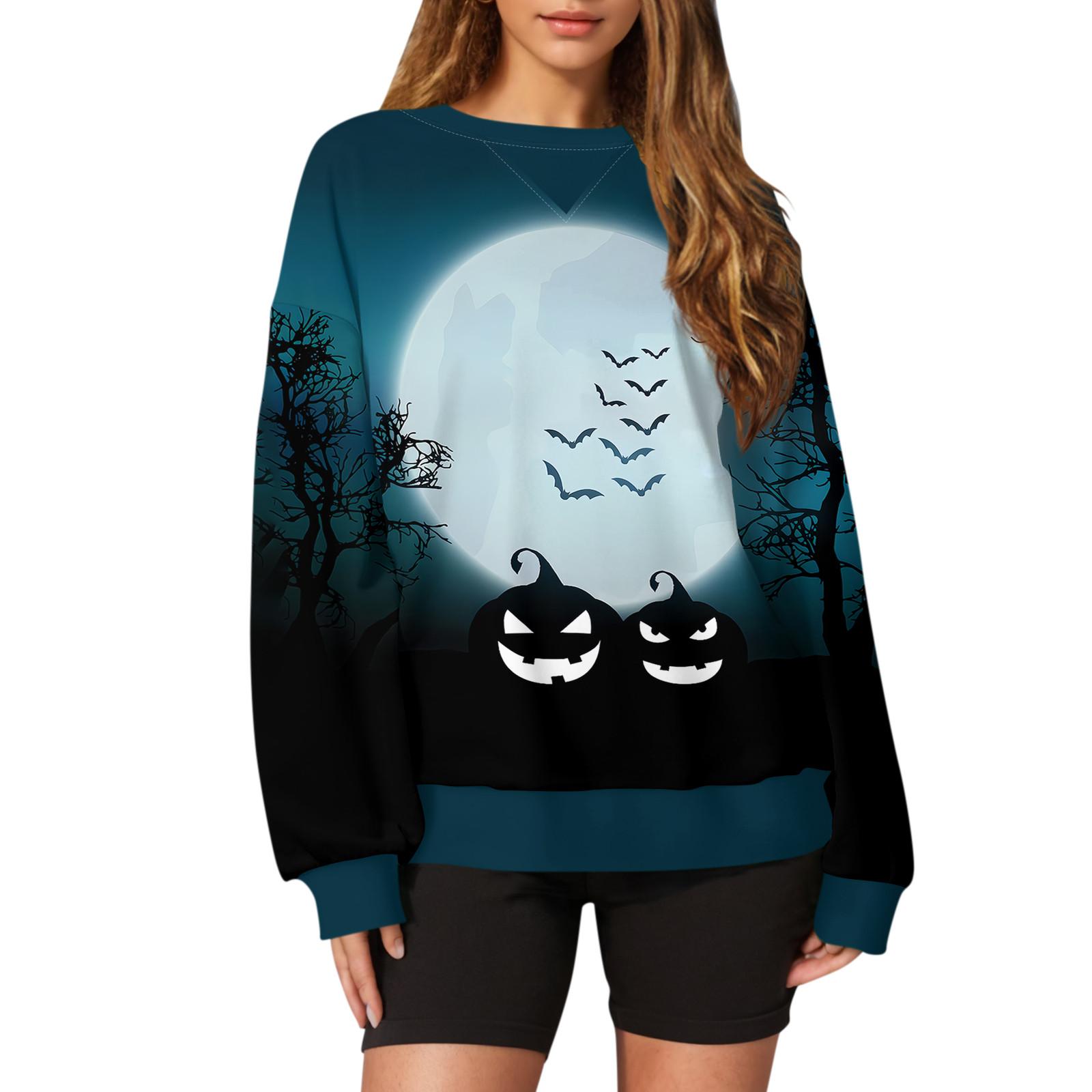 Жіночий повсякденний пуловер з принтом на Хелловін, сорочка з довгим рукавом, світшот оверсайз S ціан
Жіночий повсякденний пуловер з принтом на Хелловін, сорочка з довгим рукавом, світшот оверсайз S ціан