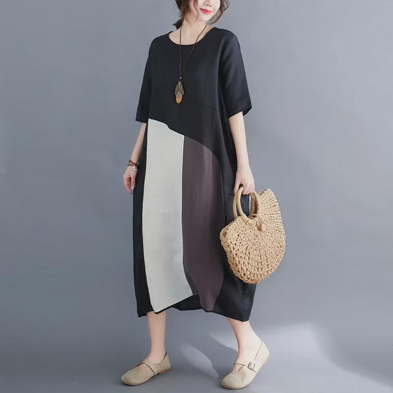 2023 Summer Plus Size Women s Loose Colorblock Cotton Linen Short Sleeve Dress 2XL
2023 Summer Plus Size Women s Loose Colorblock Cotton Linen Short Sleeve Dress 2XL