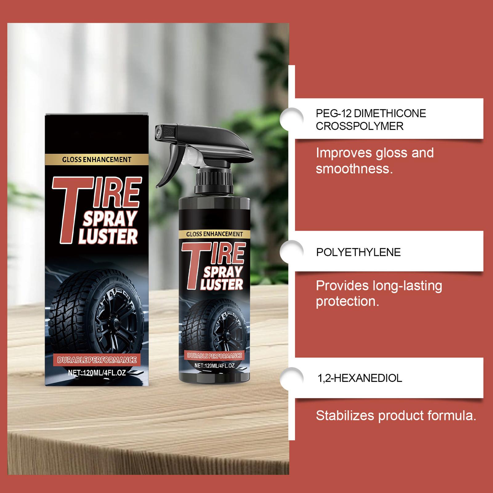 Tire Dressing Spray 120ml Rim Restorer Agent Tire Detailing Spray For RV Urban Offroad Home Car Vehicle Automotive Outdoor CHINA
Tire Dressing Spray 120ml Rim Restorer Agent Tire Detailing Spray For RV Urban Offroad Home Car Vehicle Automotive Outdoor CHINA