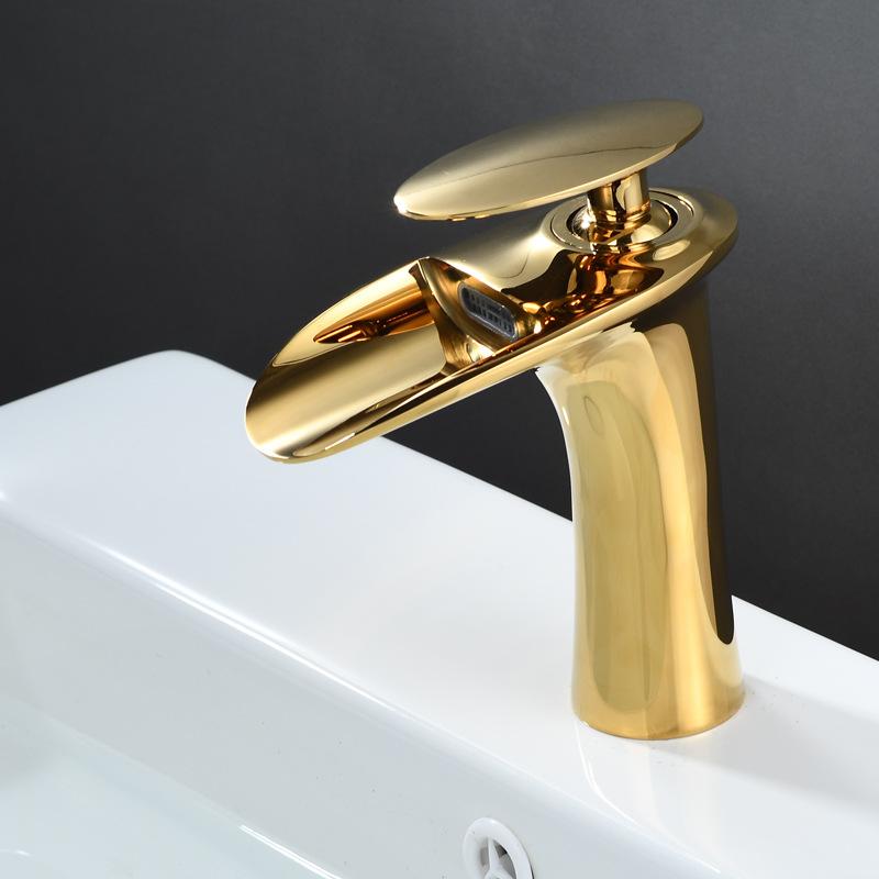 Bathroom Gold Basin Faucet - Single Handle Waterfall Mixer Tap, Brass Material with Silver Accent, Luxury Style Sink Water Crane G1/2
Bathroom Gold Basin Faucet - Single Handle Waterfall Mixer Tap, Brass Material with Silver Accent, Luxury Style Sink Water Crane G1/2