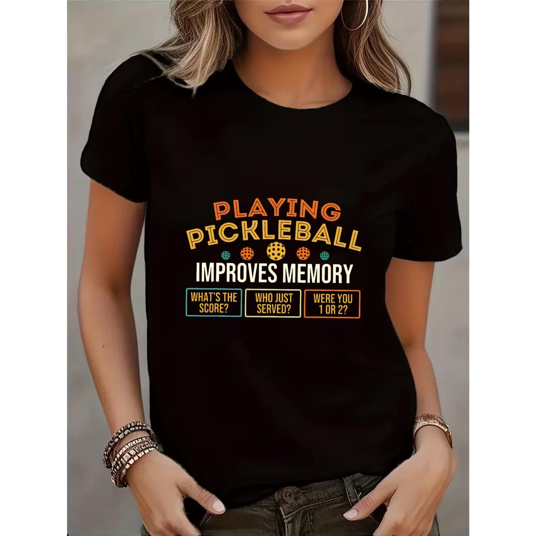 Women S Casual Black Graphic Tee Featuring A Design That Highlights How Playing Pickleball Enhances Memory, Short Sleeves Tee XXL
Women S Casual Black Graphic Tee Featuring A Design That Highlights How Playing Pickleball Enhances Memory, Short Sleeves Tee XXL
