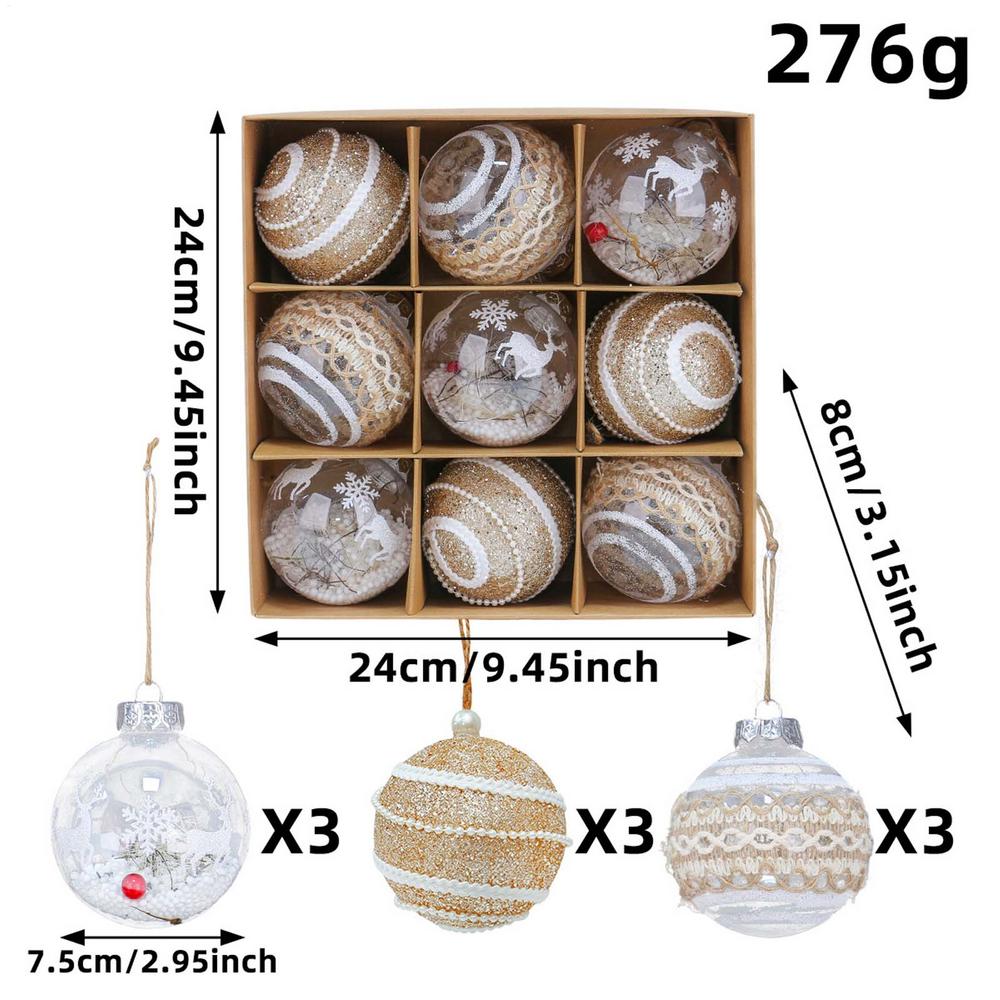 Christmas Balls For Tree 9 Pieces Holiday Decorations Christmas Ornaments Set For Home School Restaurant Shopping Mall Wedding 7.5cm
Christmas Balls For Tree 9 Pieces Holiday Decorations Christmas Ornaments Set For Home School Restaurant Shopping Mall Wedding 7.5cm